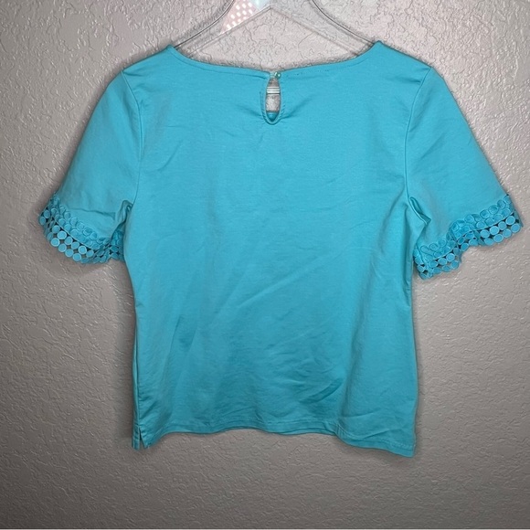 Blue Talbots Top W/Lace Sleeve - Picture 5 of 8